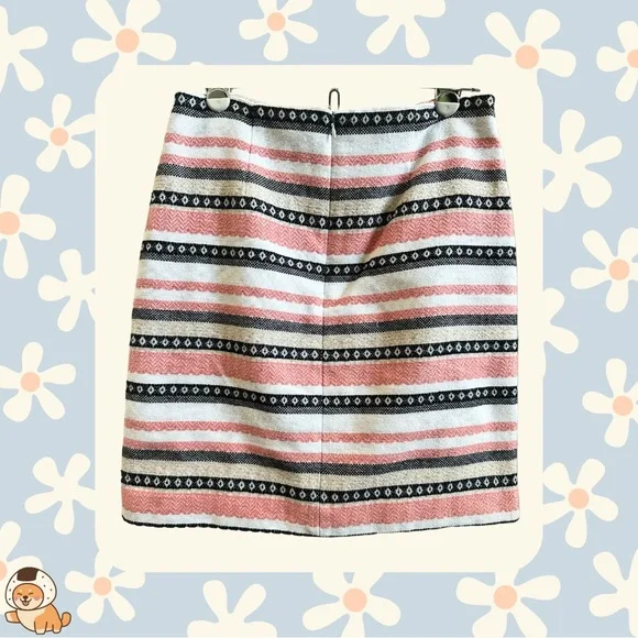 LOFT Outlet Geometric Striped Embroidered/Textured Mini Skirt, Sz 4 - Picture 5 of 8